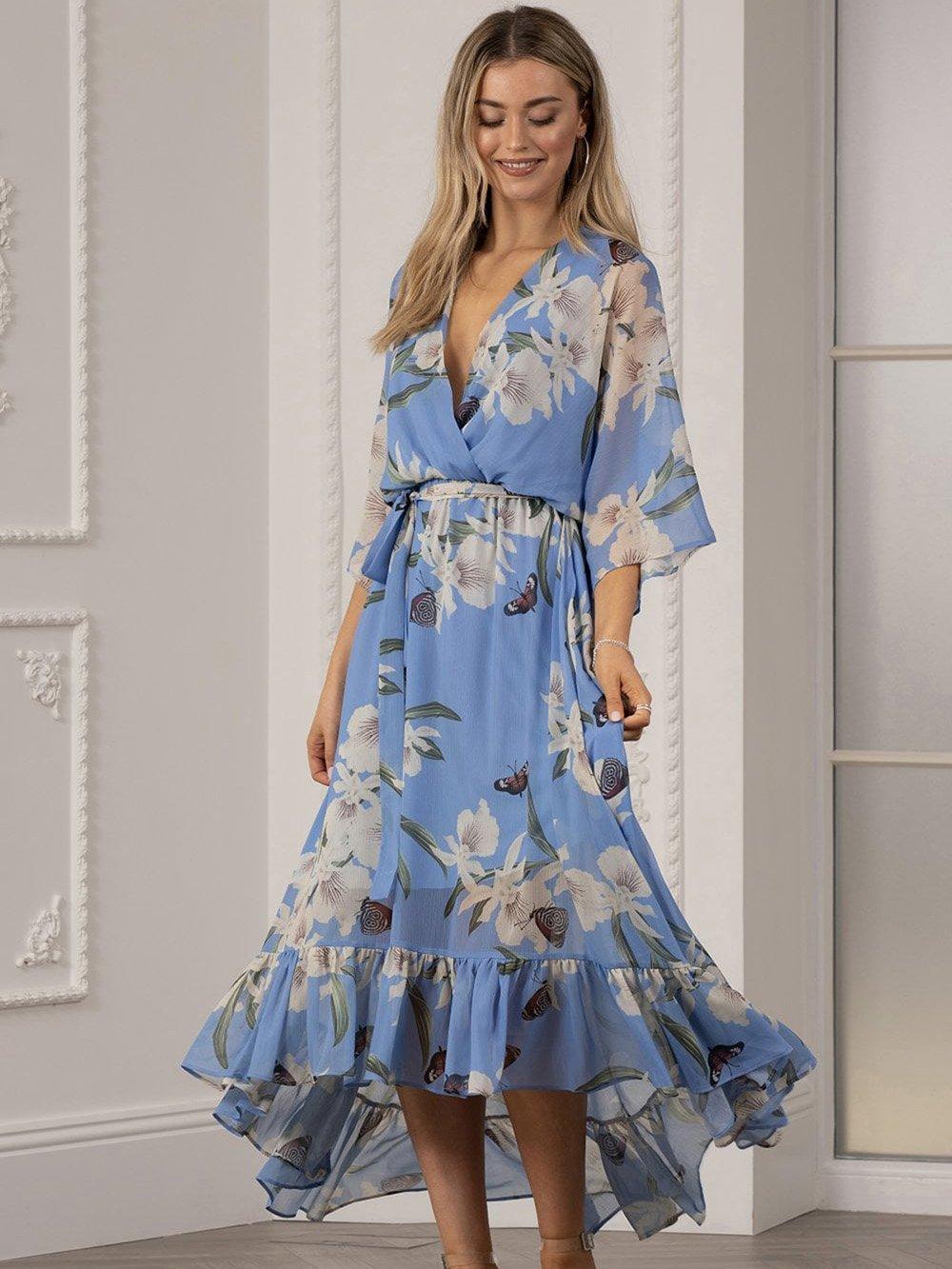 Light blue 2024 floral midi dress